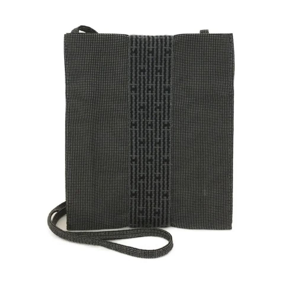 HERMES Herline Gray Canvas Pochette Crossbody Bag.